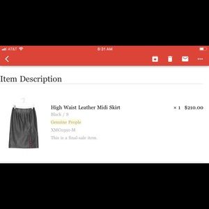 Genuine People High Waist Leather Midi Skirt